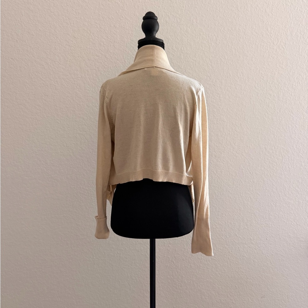 Forever 21 Beige Waterfall Knit Cardigan Draped Open Front Chic - Picture 4 of 10